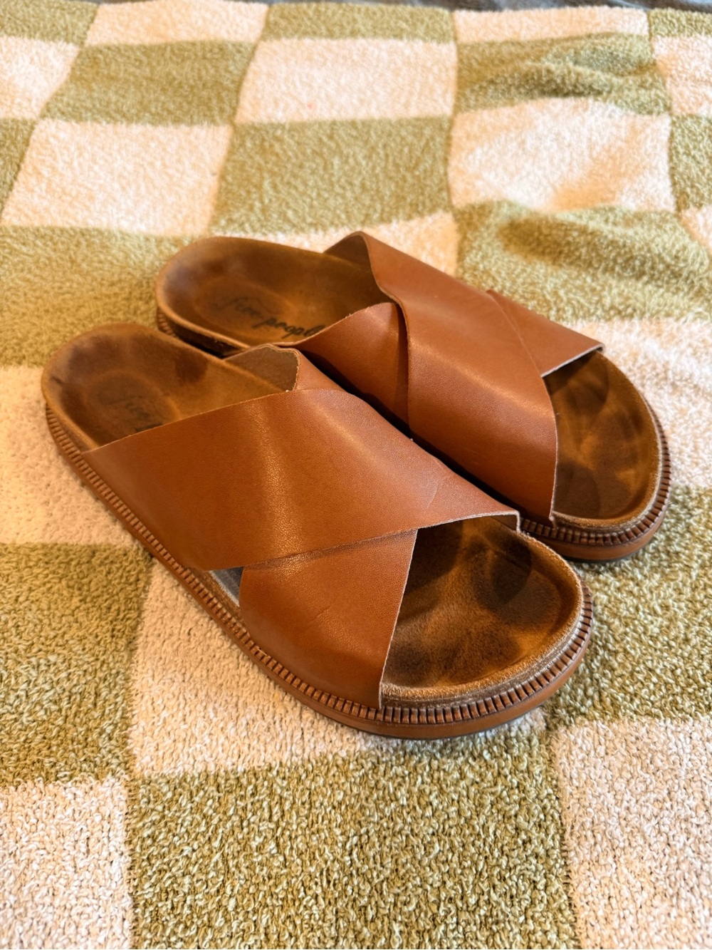 Free People Brown Crisscross Slide Sandals